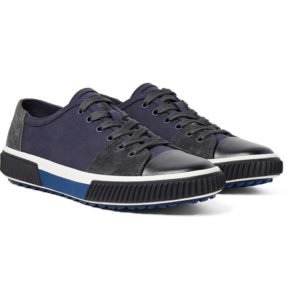 Prada Stratus Leather, Suede and Twill Sneakers