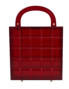 L'Afshar Red Acrylic Clutch With Handle