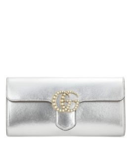 Gucci GG Marmont Metallic Leather Clutch
