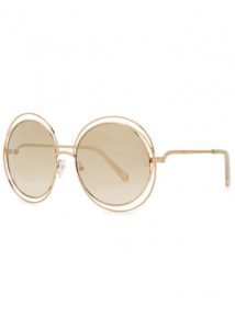 Chloé Carina Round-Frame Gold Tone Sunglasses