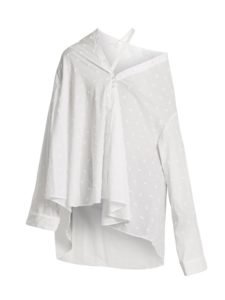 Palmer//Harding Off-the-Shoulder Flocked Cotton-Blend Shirt