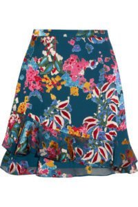 Saloni 'Cece' Floral-Print Fil Coupé Chiffon Mini Skirt