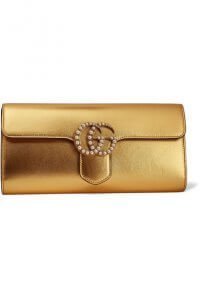 Gucci GG Marmont Faux Pearl Metallic Leather Clutch